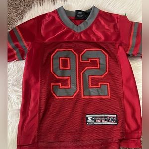VINTAGE STARTER Youth Football‎ Jersey, #92 RED/GRAY